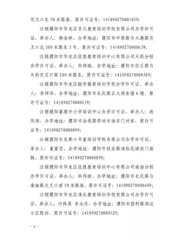 注意！濮阳69家校外培训机构办学许可证被注销插图(8)